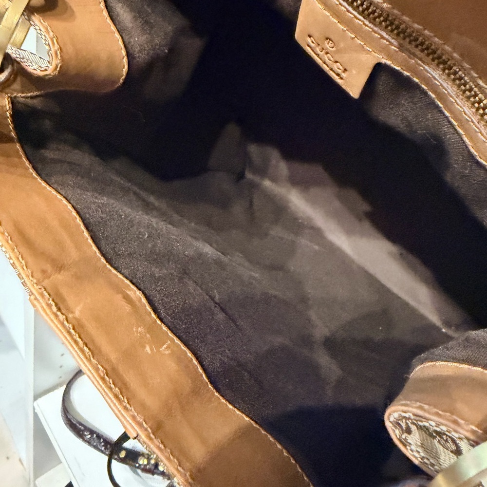 Gucci Tan and Brown Monogram Tote - Picture 9 of 14